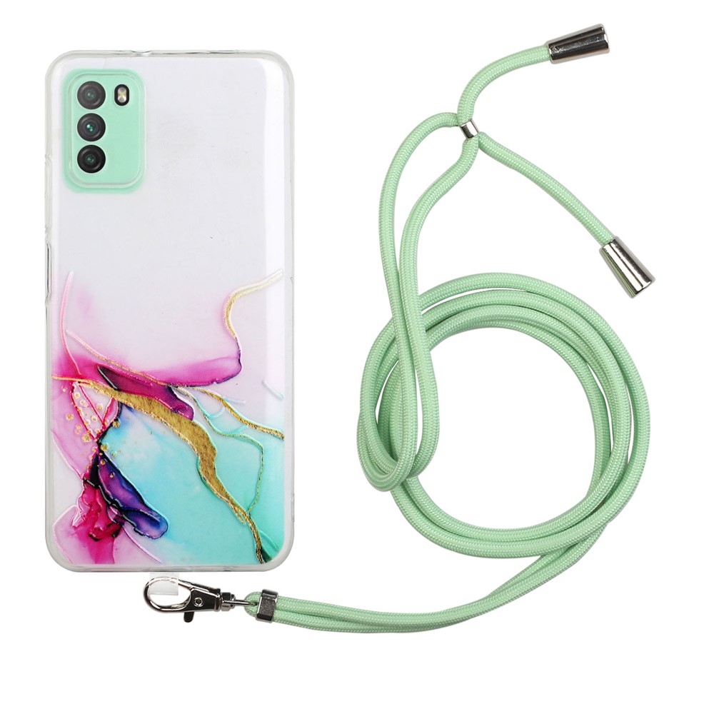 Adjustable Lanyard Design Flexible TPU Case with Marble Pattern for Xiaomi Redmi Note 10 5G/Poco M3 Pro 4G/Poco M3 Pro 5G - Style A-1