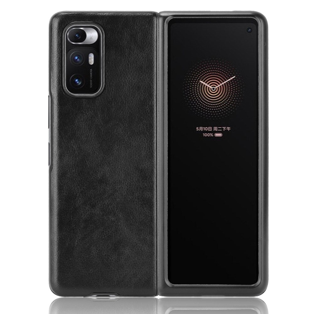 Litchi Texture Shockproof Leather Coated PC Phone Back Case Cover for Xiaomi Mi Mix Fold - Black-1