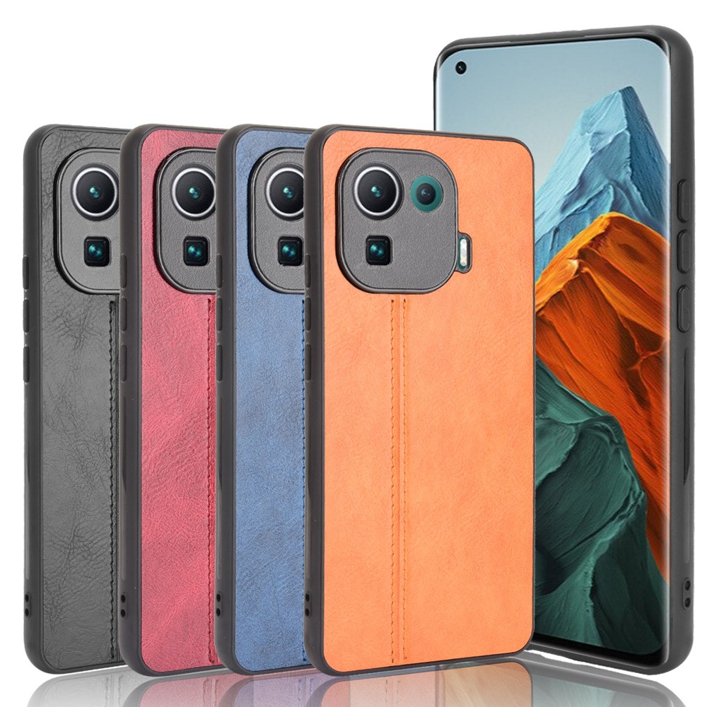 Stitching Line Design PU Leather Coated PC+TPU Phone Case for Xiaomi Mi 11 Pro - Black-9