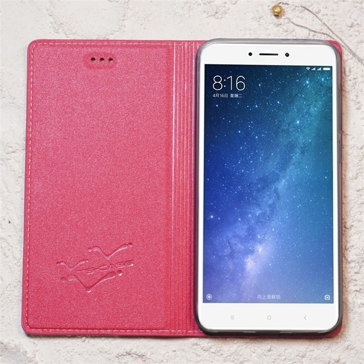TSCASE Sand-like Texture Leather Case with Stand for Xiaomi Mi Max 2 - Rose-4