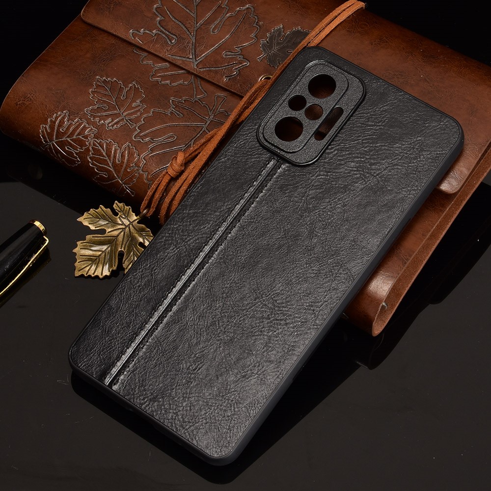 Stitching Line Design PU Leather Coated PC+TPU Phone Case for Xiaomi Redmi Note 10 Pro Max 4G / Redmi Note 10 Pro 4G - Black-7