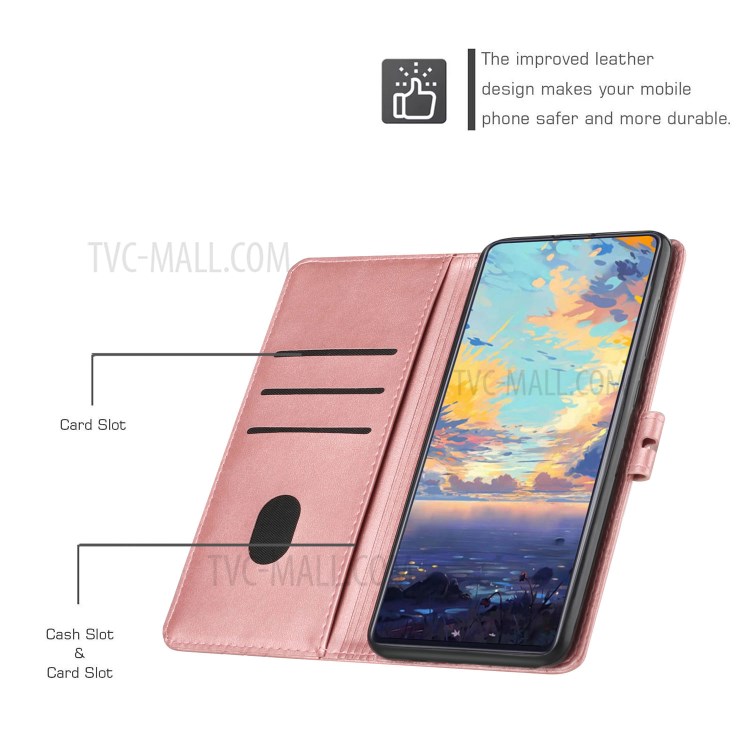 PU Leather Wallet Stand Design Mobile Phone Case Cover Protector with Strap for Xiaomi Mi 11 - Pink-6