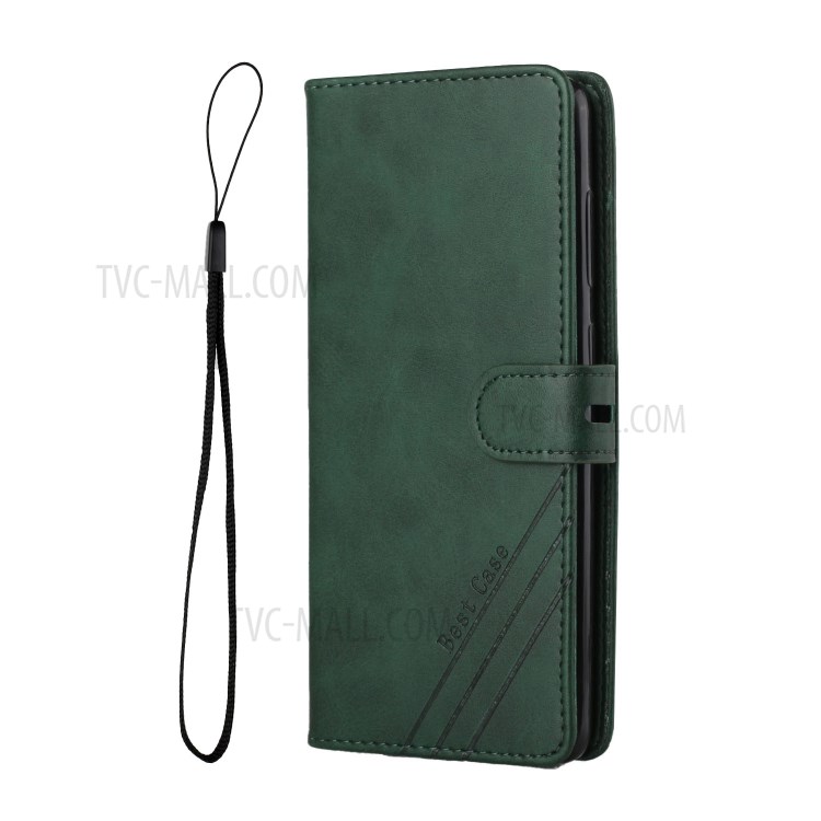 PU Leather Wallet Stand Design Mobile Phone Case Cover Protector with Strap for Xiaomi Mi 11 - Blackish Green-2
