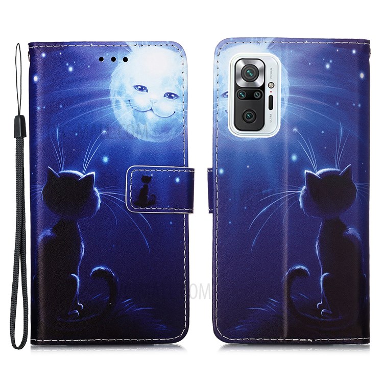Porte-mouton Portefeuille De Portefeuille De Portefeuille En Cuir Avec Lanière Pour Xiaomi Redmi Note 10 Pro / Note 10 Pro Max - Sourire Chat-1