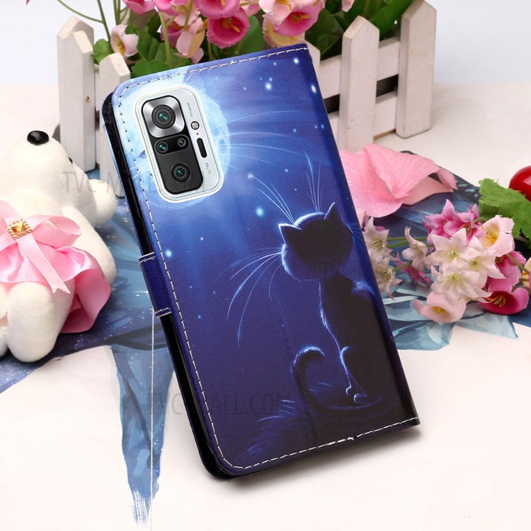 Porte-mouton Portefeuille De Portefeuille De Portefeuille En Cuir Avec Lanière Pour Xiaomi Redmi Note 10 Pro / Note 10 Pro Max - Sourire Chat-7