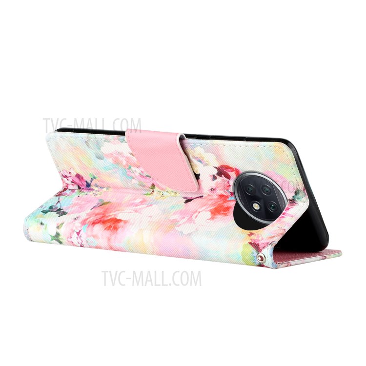 Pattern Printing Leather Stand Wallet Phone Case Shell for Xiaomi Redmi Note 9 5G / Redmi Note 9T 5G - Watercolor Flower-4