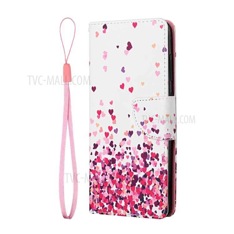 Pattern Printing Leather Stand Wallet Phone Case Shell for Xiaomi Redmi Note 10 4G / Redmi Note 10S - Pink Heart-2