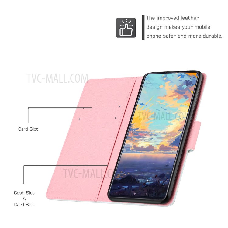 Shell Del Portafoglio Per il Portafoglio Per il Portafoglio di Supporto Per la Stampa Del Motivo Per Xiaomi Redmi Note 10 4G / Redmi Note 10s - Cuore Rosa-6