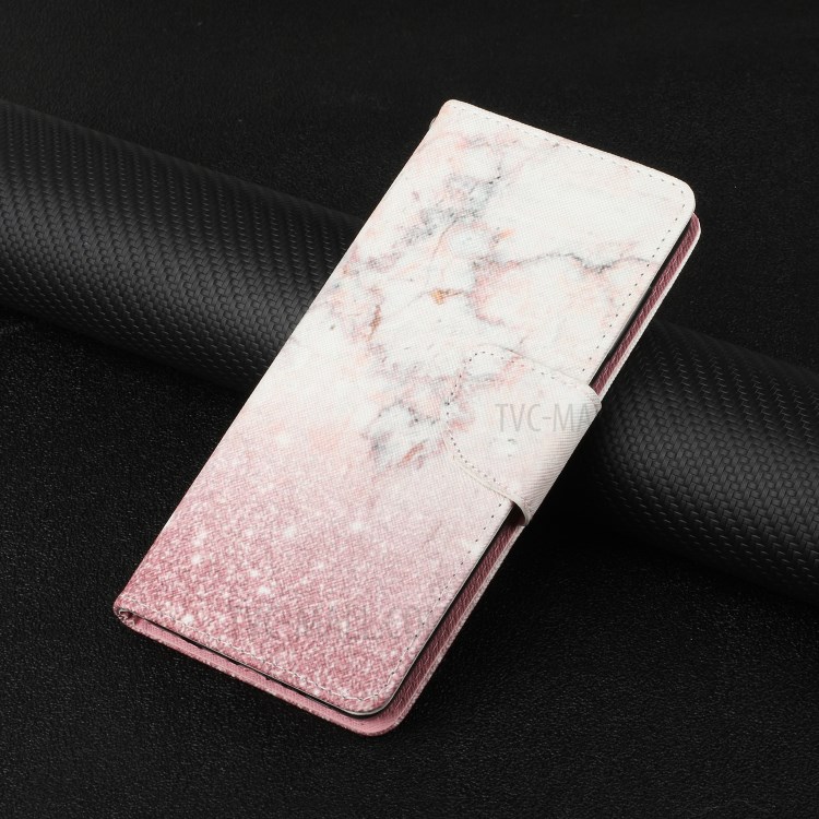 Pattern Printing Leather Stand Wallet Phone Case Shell for Xiaomi Redmi Note 10 5G - Pink Marble-10