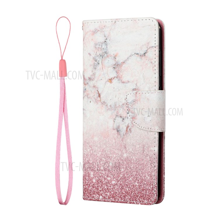 Pattern Printing Leather Stand Wallet Phone Case Shell for Xiaomi Redmi Note 10 5G - Pink Marble-2