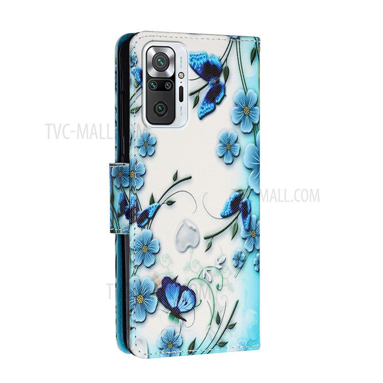 Pattern Printing Leather Wallet Case for Xiaomi Redmi Note 10 Pro/Redmi Note 10 Pro Max - Butterfly and Flower-3