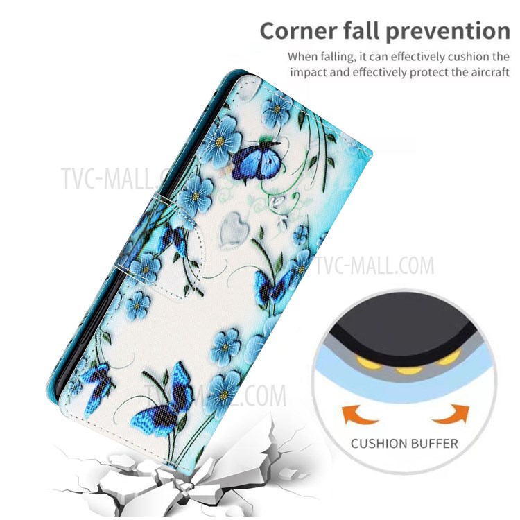 Padrão Printing Leather Cartet Case Para Xiaomi Redmi Nota 10 Pro/Redmi Nota 10 Pro Max - Borboleta e Flor