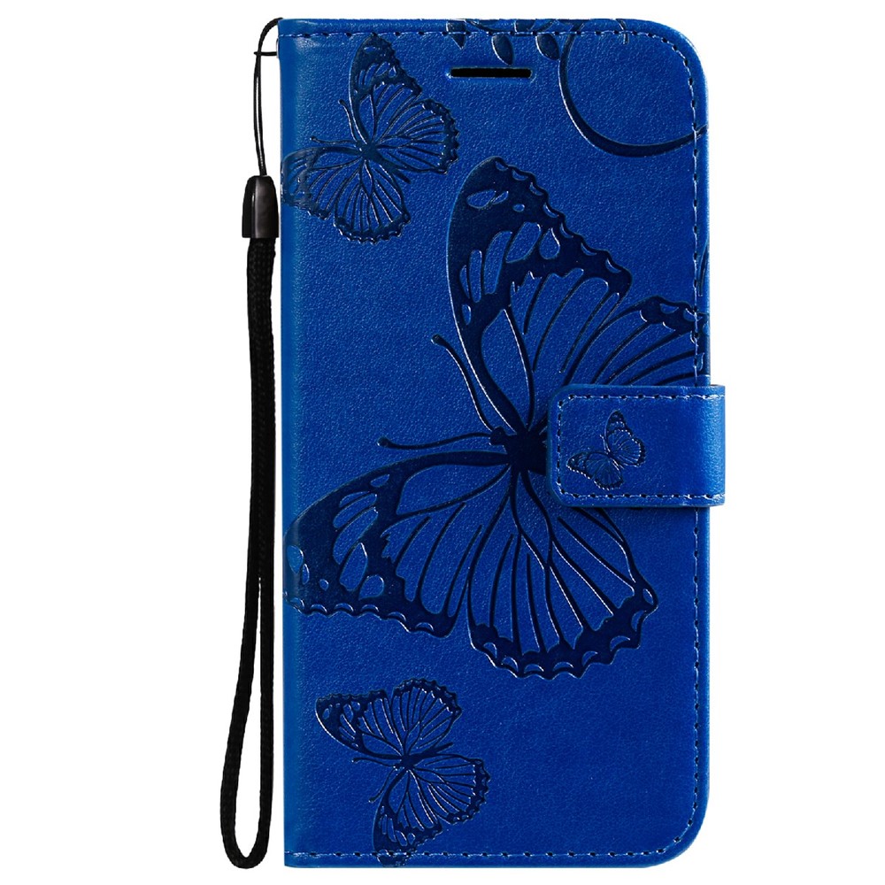 Imprint Butterfly Leather Wallet Stand Shell for Xiaomi Mi 11 Lite 4G/5G - Blue-2