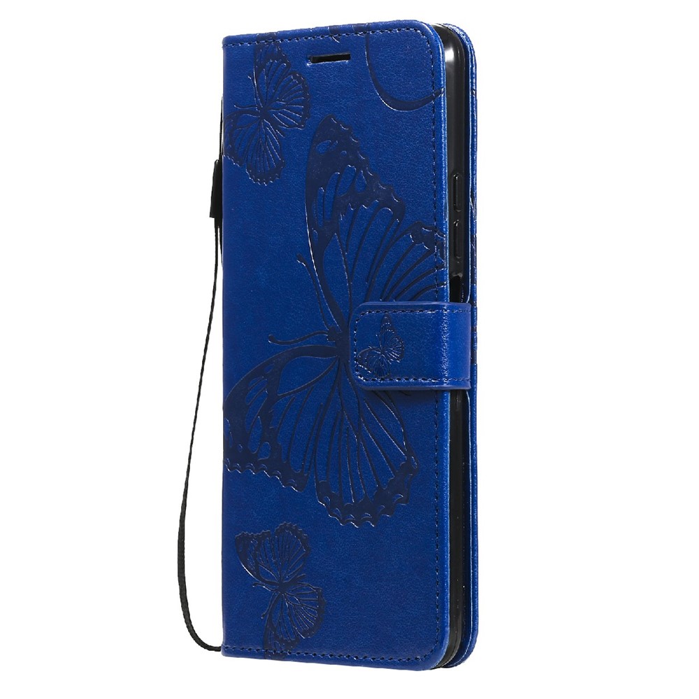 Imprint Butterfly Leather Wallet Stand Shell for Xiaomi Mi 11 Lite 4G/5G - Blue-3