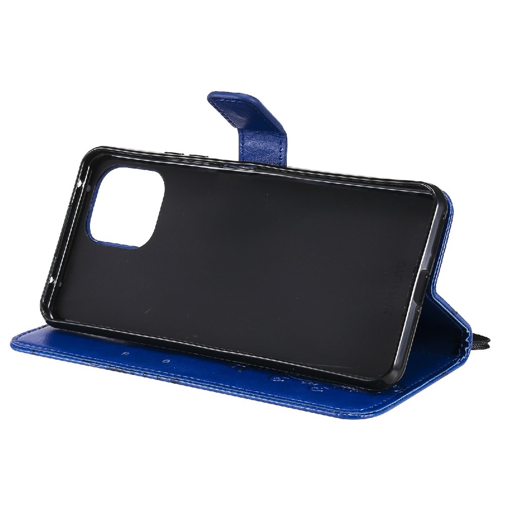 Imprint Butterfly Leather Wallet Stand Shell for Xiaomi Mi 11 Lite 4G/5G - Blue-7