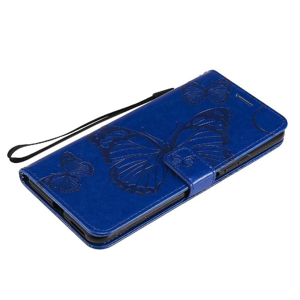 Imprint Butterfly Leather Wallet Stand Shell for Xiaomi Mi 11 Lite 4G/5G - Blue-8
