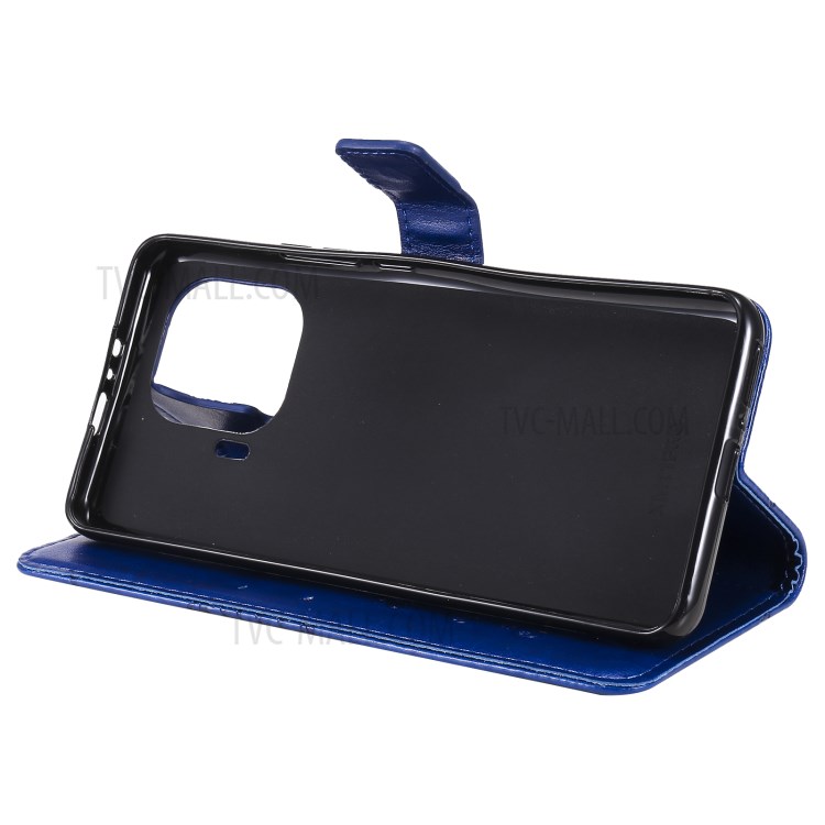 Imprint Butterfly Leather Wallet Stand Case for Xiaomi Mi 11 Pro - Blue-7