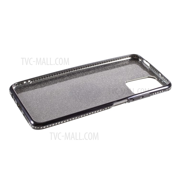 Electroplating Rhinestone Decor Gleaming Sequins Paper Design TPU Phone Case for Xiaomi Redmi Note 10 4G/Note 10S - Black-4