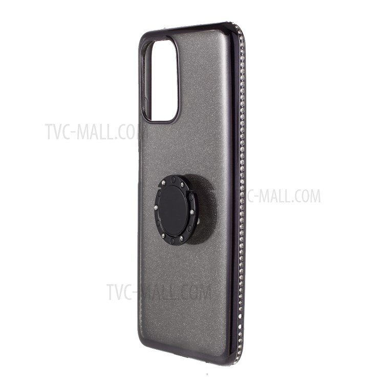 Electroplating Rhinestone Decor Gleaming Sequins Paper Design TPU Phone Case for Xiaomi Redmi Note 10 4G/Note 10S - Black-5