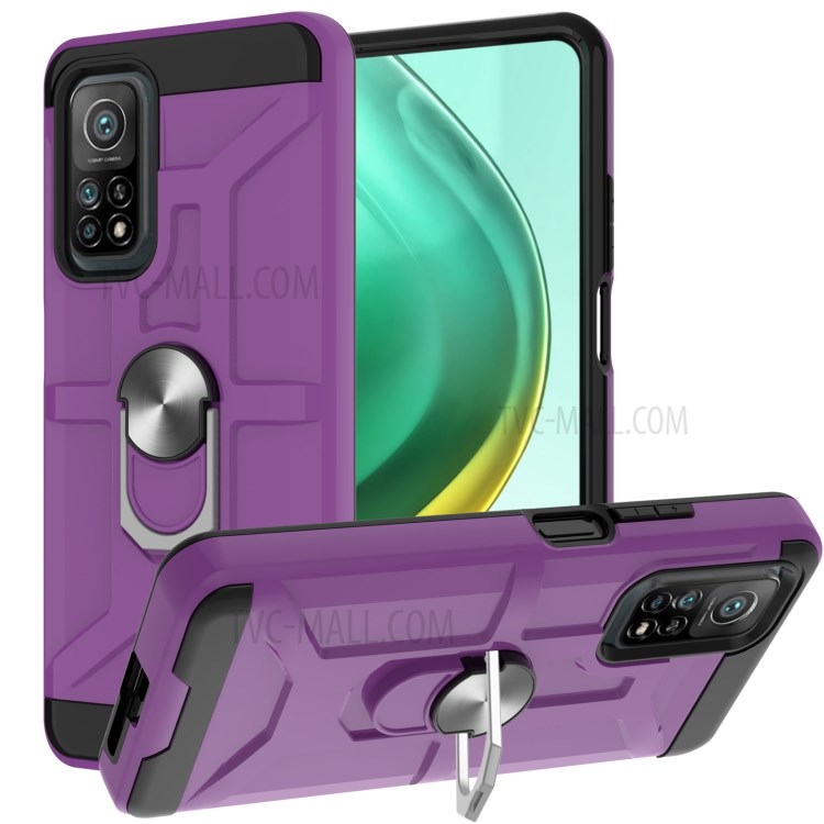 Detachable 2-in-1 Hybrid Phone Case TPU + PC Combo Cover with Finger Ring Kickstand Design for Xiaomi Mi 10T 5G/Mi 10T Pro 5G/Redmi K30S - Purple-1