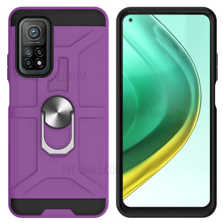 Detachable 2-in-1 Hybrid Phone Case TPU + PC Combo Cover with Finger Ring Kickstand Design for Xiaomi Mi 10T 5G/Mi 10T Pro 5G/Redmi K30S - Purple-2