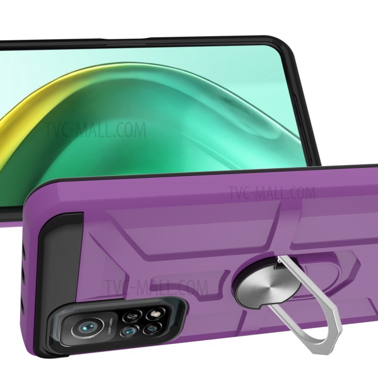 Detachable 2-in-1 Hybrid Phone Case TPU + PC Combo Cover with Finger Ring Kickstand Design for Xiaomi Mi 10T 5G/Mi 10T Pro 5G/Redmi K30S - Purple-3