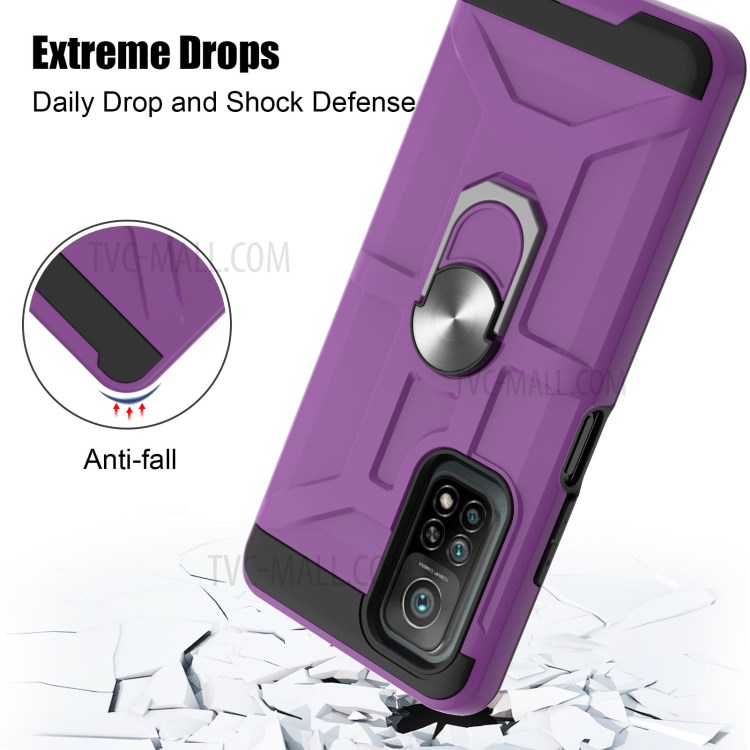 Detachable 2-in-1 Hybrid Phone Case TPU + PC Combo Cover with Finger Ring Kickstand Design for Xiaomi Mi 10T 5G/Mi 10T Pro 5G/Redmi K30S - Purple-4