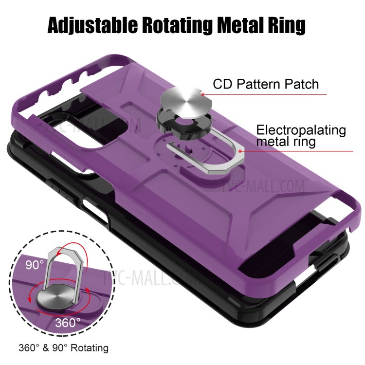 Detachable 2-in-1 Hybrid Phone Case TPU + PC Combo Cover with Finger Ring Kickstand Design for Xiaomi Mi 10T 5G/Mi 10T Pro 5G/Redmi K30S - Purple-5