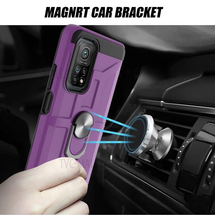 Detachable 2-in-1 Hybrid Phone Case TPU + PC Combo Cover with Finger Ring Kickstand Design for Xiaomi Mi 10T 5G/Mi 10T Pro 5G/Redmi K30S - Purple-6