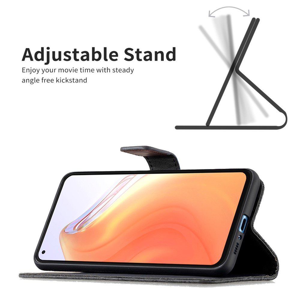 Imprint Butterfly Flower Leather Stand Case with Card Slots for Xiaomi Mi 10T Pro 5G/Mi 10T 5G - Black-2
