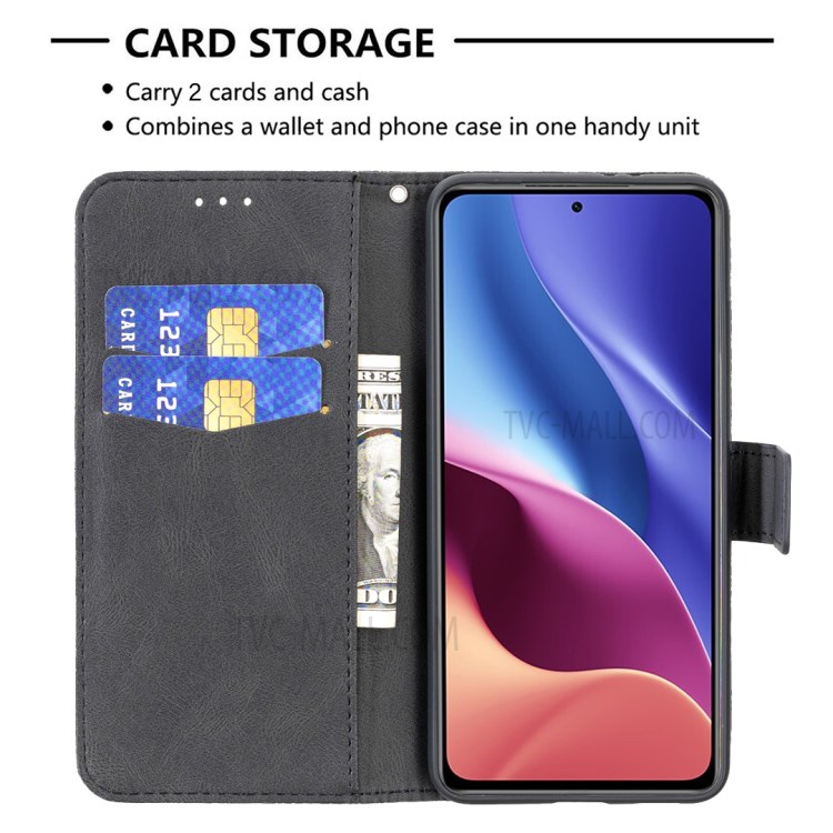 Imprint Butterfly Flower Leather Wallet Case for Xiaomi Mi 11i/Poco F3/Redmi K40/Redmi K40 Pro - Black-3