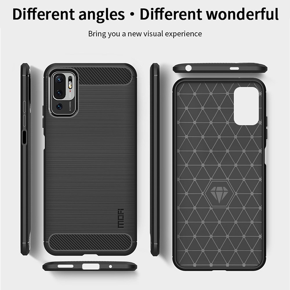 MOFI Carbon Fiber Brushed Flex TPU Phone Cover for Xiaomi Redmi Note 10 5G / Poco M3 Pro 5G - Black-10