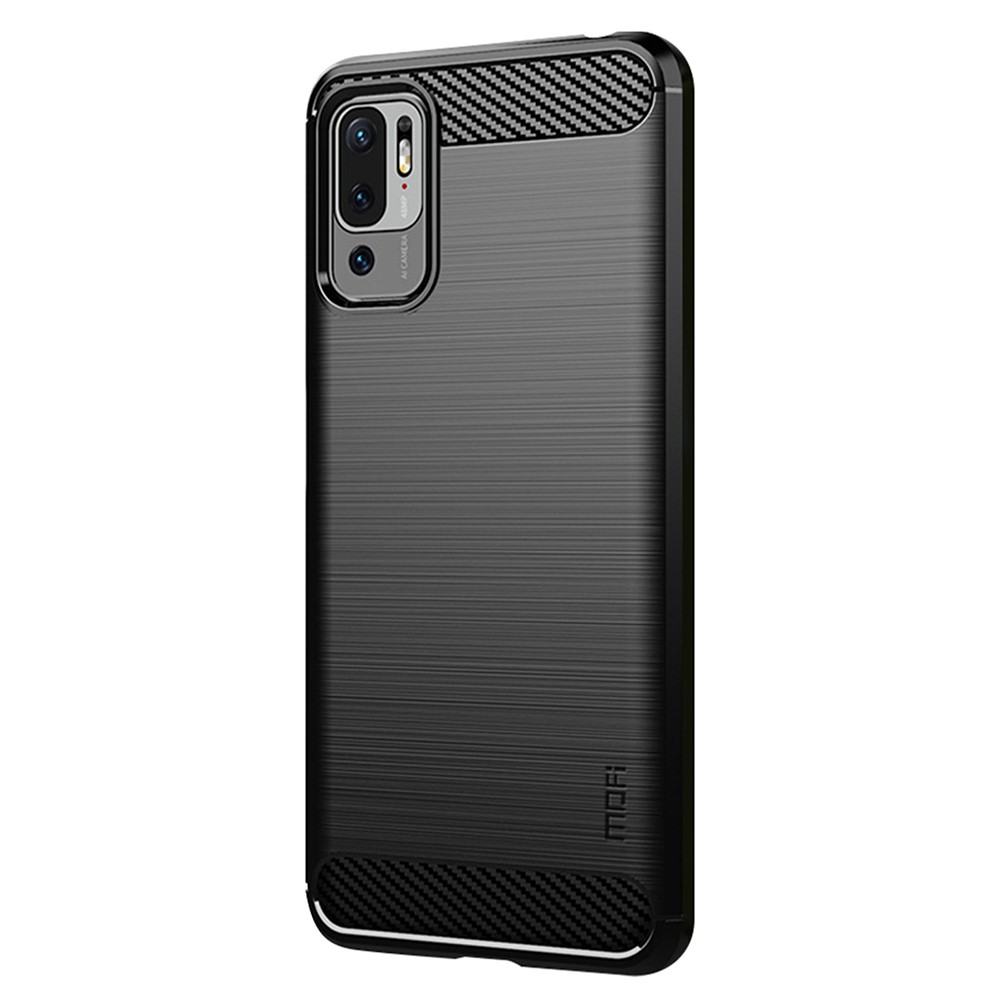 MOFI Carbon Fiber Brushed Flex TPU Phone Cover for Xiaomi Redmi Note 10 5G / Poco M3 Pro 5G - Black-2