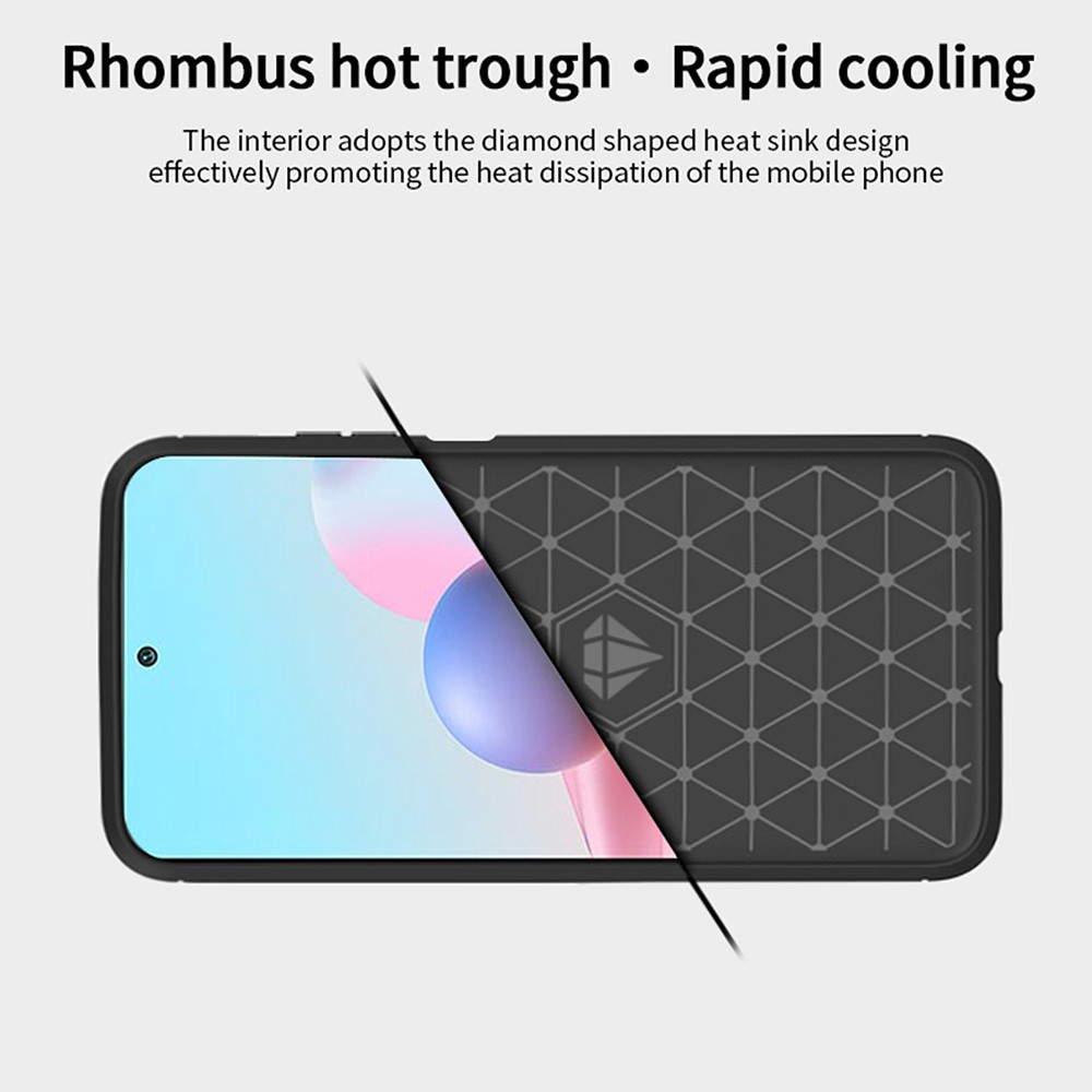 MOFI Carbon Fiber Brushed Flex TPU Phone Cover for Xiaomi Redmi Note 10 5G / Poco M3 Pro 5G - Black-3