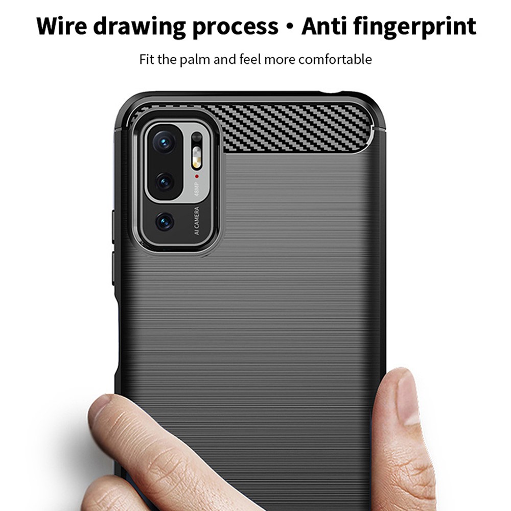 MOFI Carbon Fiber Brushed Flex TPU Phone Cover for Xiaomi Redmi Note 10 5G / Poco M3 Pro 5G - Black-4