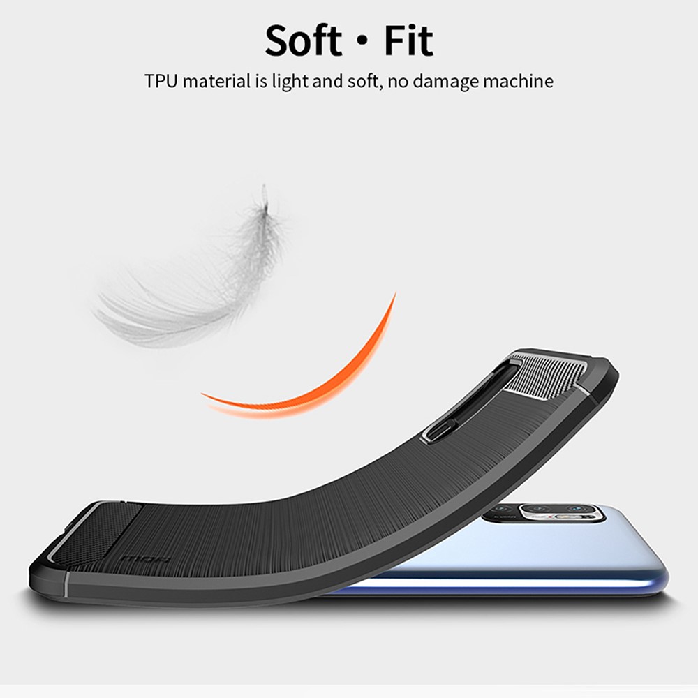MOFI Carbon Fiber Brushed Flex TPU Phone Cover for Xiaomi Redmi Note 10 5G / Poco M3 Pro 5G - Black-6