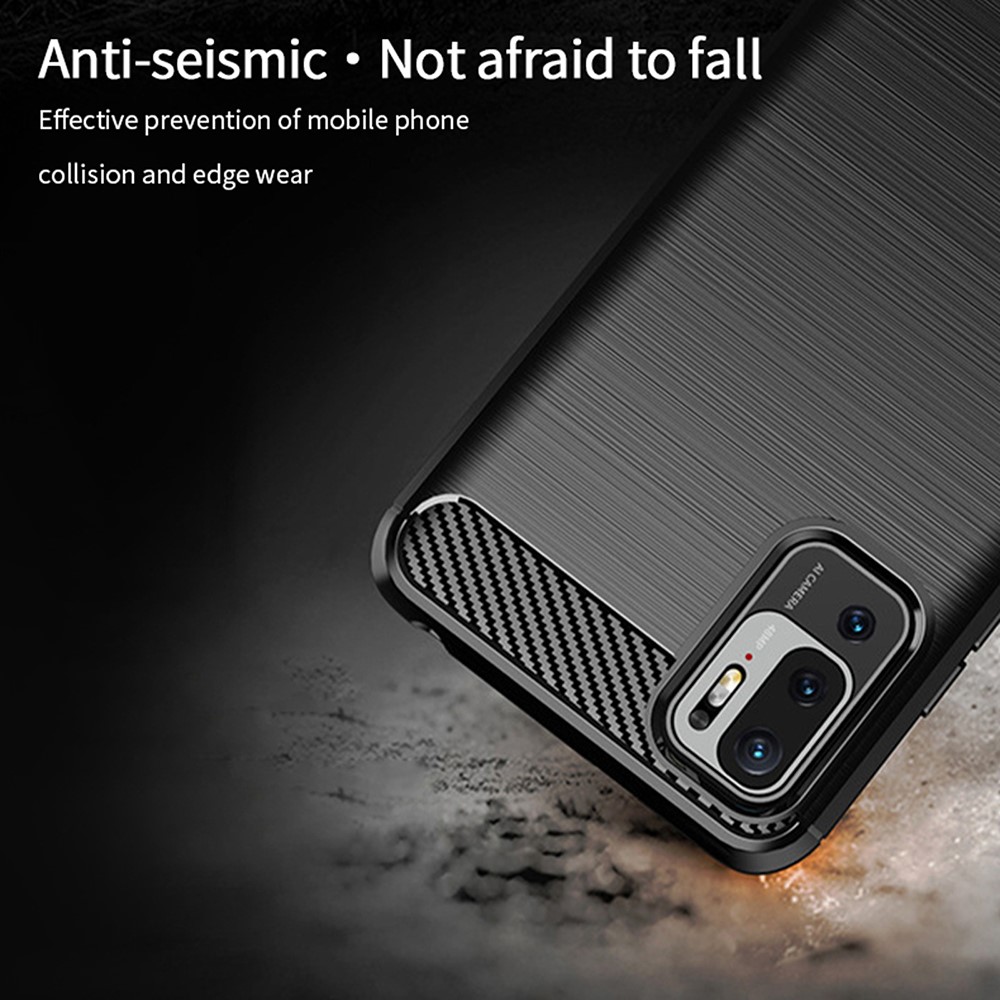 MOFI Carbon Fiber Brushed Flex TPU Phone Cover for Xiaomi Redmi Note 10 5G / Poco M3 Pro 5G - Black-7