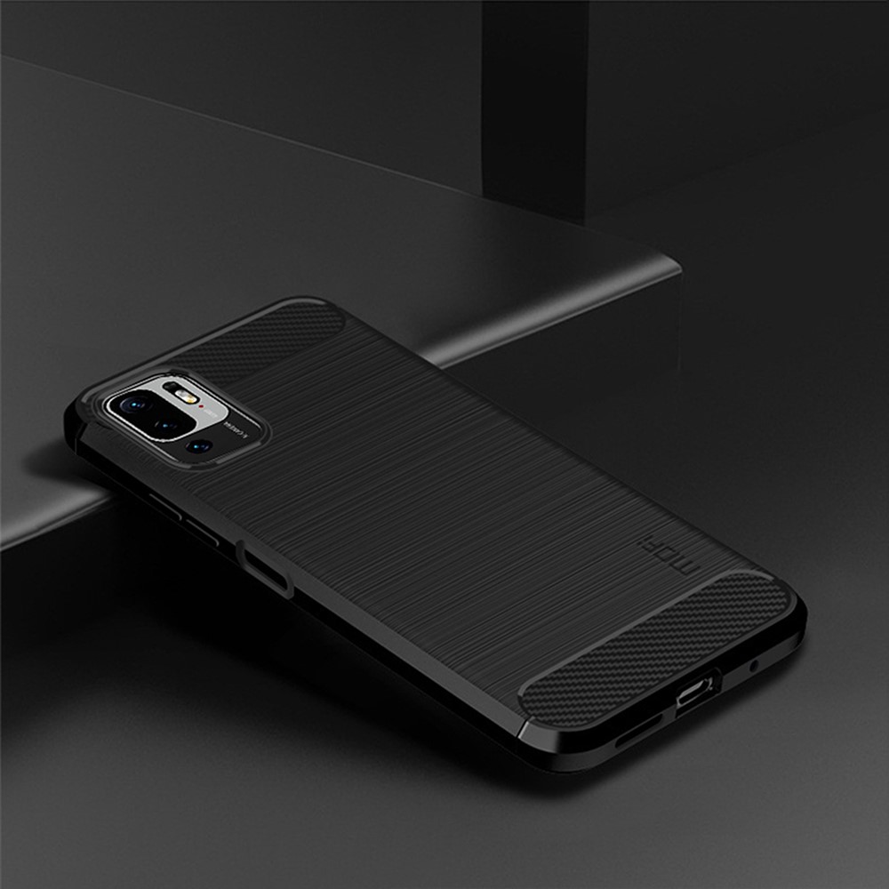 MOFI Carbon Fiber Brushed Flex TPU Phone Cover for Xiaomi Redmi Note 10 5G / Poco M3 Pro 5G - Black-8