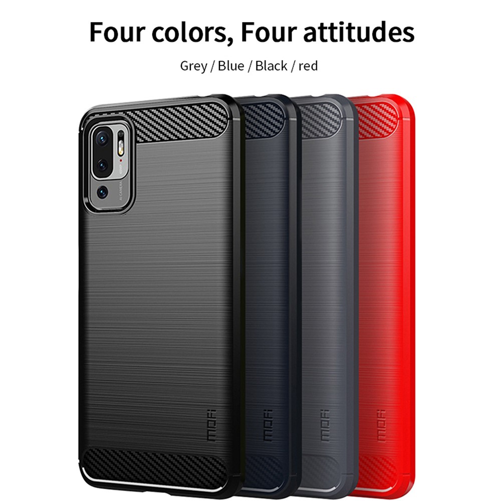 MOFI Carbon Fiber Brushed Flex TPU Phone Cover for Xiaomi Redmi Note 10 5G / Poco M3 Pro 5G - Black-9