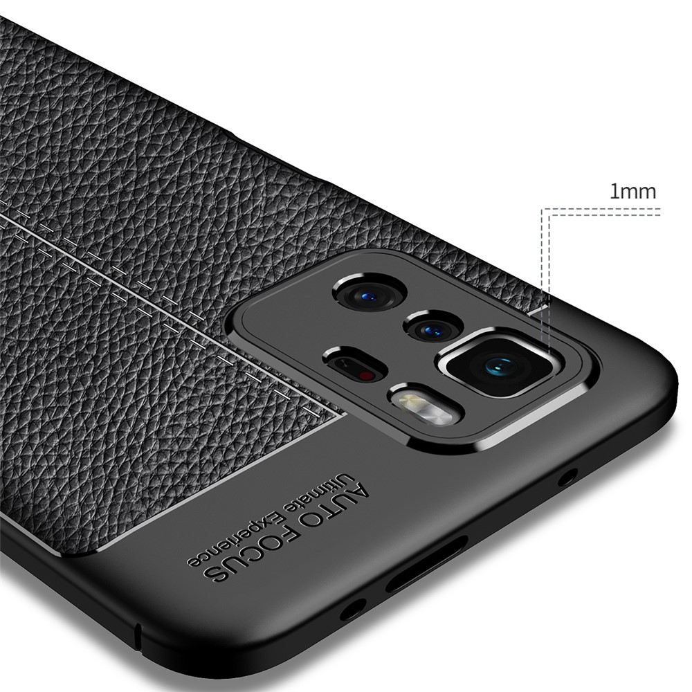 Flexible TPU Litchi Texture Cell Phone Back Case Cover for Xiaomi Redmi Note 10 Pro 5G - Black-3