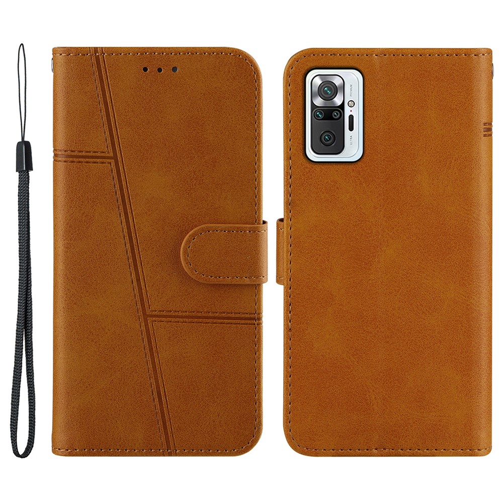 Portefeuille De Support Design Cover Cover Cover Cover Coffre Avec Bracelet Pour Xiaomi Redmi Note 10 PRO / NOTE 10 PRO Max - Marron-1