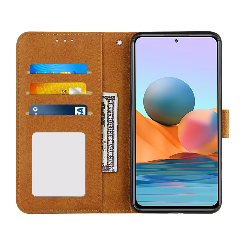 Portefeuille De Support Design Cover Cover Cover Cover Coffre Avec Bracelet Pour Xiaomi Redmi Note 10 PRO / NOTE 10 PRO Max - Marron-4