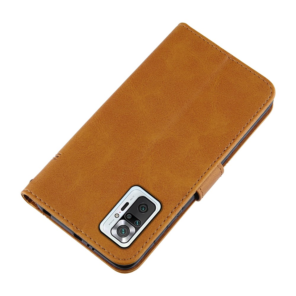 Portefeuille De Support Design Cover Cover Cover Cover Coffre Avec Bracelet Pour Xiaomi Redmi Note 10 PRO / NOTE 10 PRO Max - Marron-6