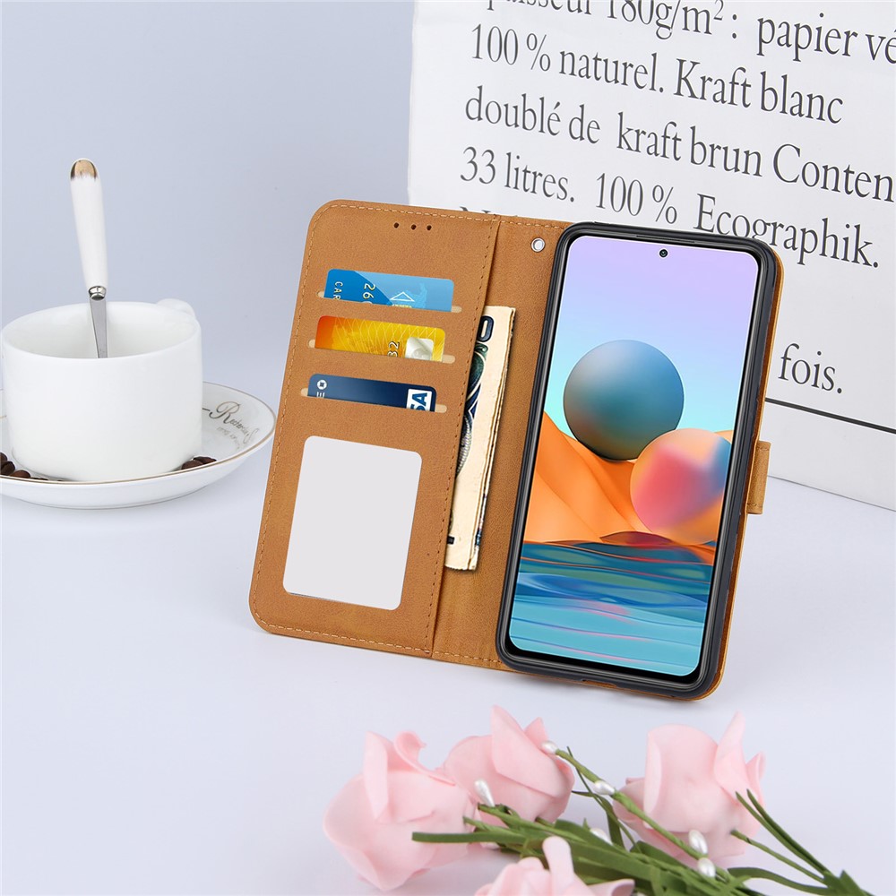 Portefeuille De Support Design Cover Cover Cover Cover Coffre Avec Bracelet Pour Xiaomi Redmi Note 10 PRO / NOTE 10 PRO Max - Marron-9