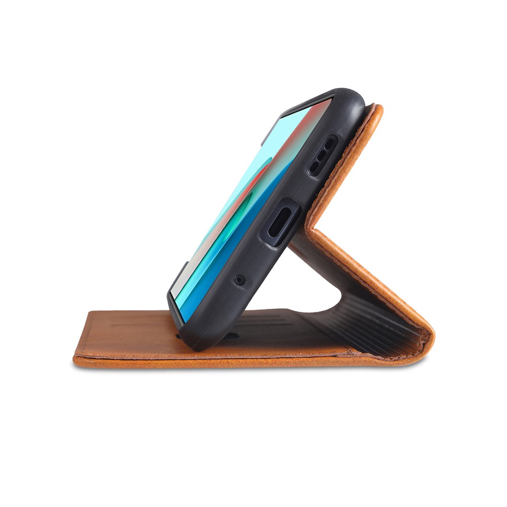 AZNS Stand Wallet Case Auto-absorbed Magnetic Leather Phone Shell for Xiaomi Redmi Note 10 5G / Poco M3 Pro 5G / 4G - Brown-7