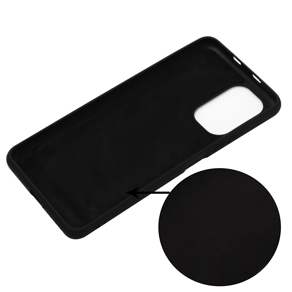 Solid Color Liquid Silicone Soft Phone Case Protective Shell with Strap for Xiaomi Redmi Note 10 5G - Black-3