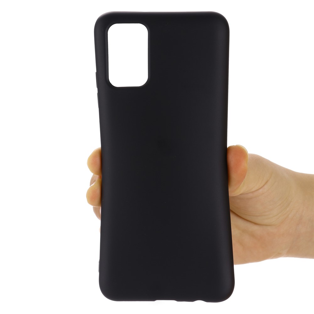 Solid Color Liquid Silicone Soft Phone Case Protective Shell with Strap for Xiaomi Redmi Note 10 5G - Black-5