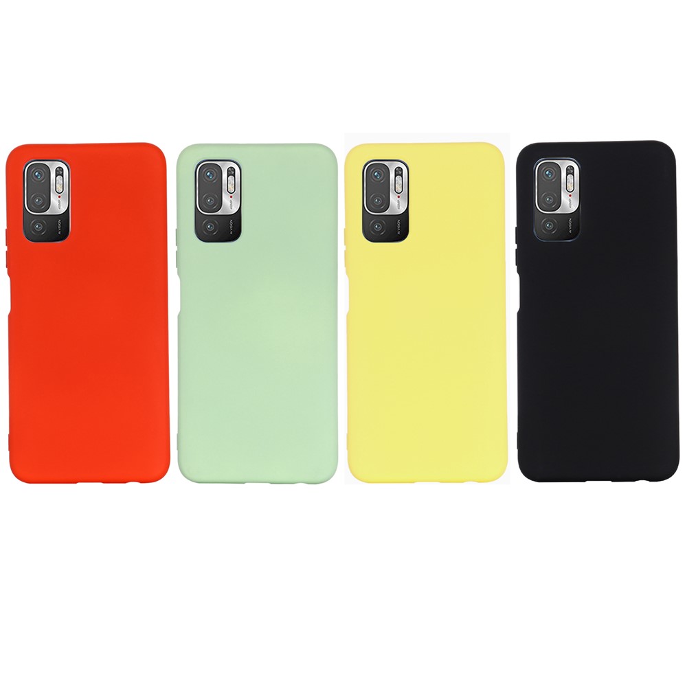 Solid Color Liquid Silicone Soft Phone Case Protective Shell with Strap for Xiaomi Redmi Note 10 5G - Black-7