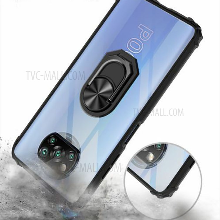 PC + TPU Hybrid Phone Case with Ring Holder Kickstand for Xiaomi Poco X3 / Poco X3 Pro / Poco X3 NFC - Red-2