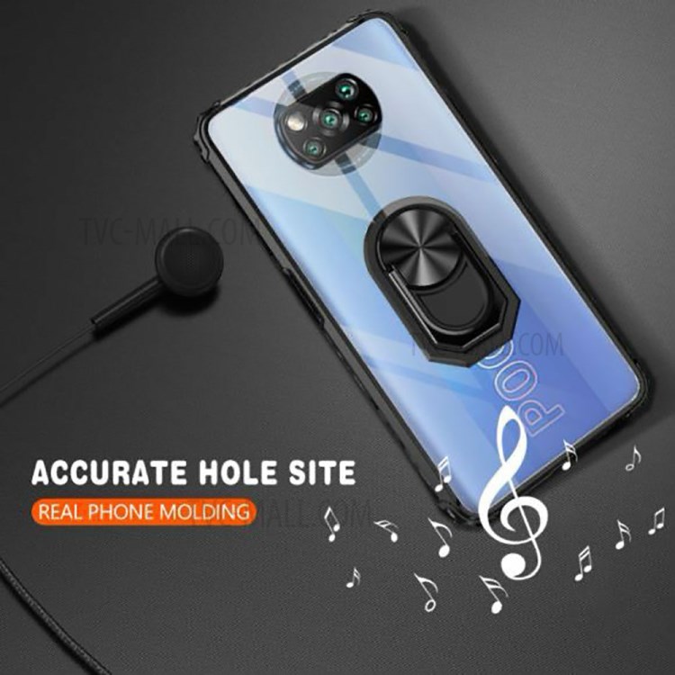 PC + TPU Hybrid Phone Case with Ring Holder Kickstand for Xiaomi Poco X3 / Poco X3 Pro / Poco X3 NFC - Red-6